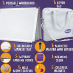 Small Dry Erase White Board – Magnetic Desktop Whiteboard - 16x12 inch 4 Sides Portable Whiteboard for Kids - Tabletop Mini Easel with Cover Bag for Office Desk, Students, Teachers - Image 5