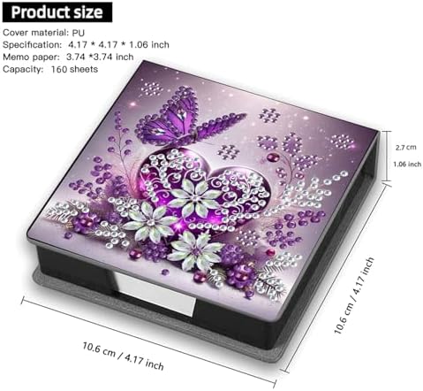 4Pcs Flower PU DIY Diamond Art Painting Sticky Notes Holder (640 Blank Notepads) Cube Note Box Mosaic Craft Set for Office Accessories Desk Office Workplace - Image 6