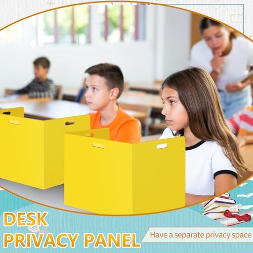 24 Pcs Desk Dividers for Students Classroom Plastic Privacy Folders Yellow Test Dividers for Students Desks Trifold Privacy Panel Partitions for School Teacher Supplies (24pcs Yellow) - Image 6