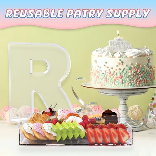 13.8" Extra Large Acrylic Letter Charcuterie Board Box, Reusable Fillable Letter Cake Candy Dish Display Serving Tray for Birthday Anniversary Party Decoration (R) - Image 5