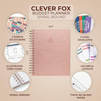 Clever Fox Budget Planner Spiral, Monthly Bill Organizer Book, Rose Gold - Image 2