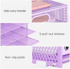 Lavatino 2 Pack 8-Tier Office Desk File Organizer, Letter Tray Paper Organizer with Handle, Including 5 Adjustable Slide Trays for Organizing Desk Workspace Accessories and Supplies (Purple Mesh) - Image 4