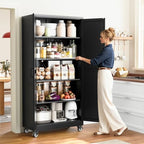 75"Black Metal Pantry Cabinets for Kitchen Storage Garage Storage Cabinet - Image 2