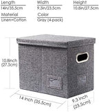 PRANDOM File Organizer Box - Set of 4 Collapsible Decorative Linen Filing Storage Hanging File Folders with Lids Office Cabinet Letter Size Grey (14x9.3x10.8 inch) - Image 7