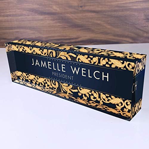 Artblox Personalized Name Plate For Desk | Black & White Marble Design On Clear Acrylic Glass | Custom Plaque Desk Name Plate Personalized Your Name And Credentials Office Office Sign Engraved Plaque by Artblox
