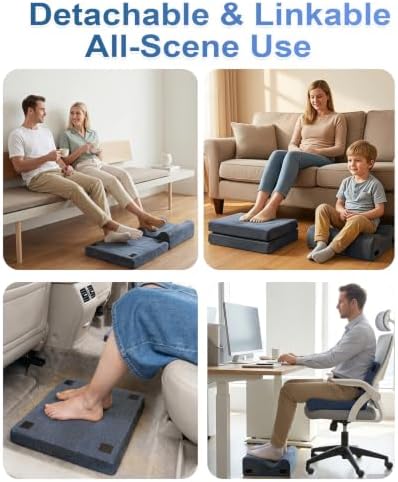 LOCKCURX Under Desk Foot Rest, 3-Level Adjustable Foot Stool (Blue) - Image 7