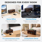 Large Wooden Cable Management Box, Cord Organizer for Power Strip, Surge Protector & Chargers, Ventilation Holes & Multi Cable Slots, Wire Hider for Desk, TV, Office & Gaming Setup - Image 6