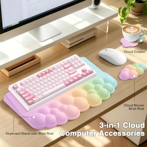 Sushret Cloud Wrist Rest with Keyboard Stand, Keyboard Riser with Wrist Pad - Image 2