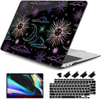 DONGKE Compatible with MacBook Air 13 inch Case 2021 2020 2019 2018 Release A2337 M1 A2179 A1932 with Retina Display & Touch ID, Plastic Hard Shell & Keyboard Cover - Sun & Moon by DONGKE