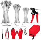 Stainless Steel Cable Tie Gun Set – 450PCS Silver Metal Zip Ties (6/8/12", 150PCS Each) with Scissors, Gloves, Storage Bag for Outdoor Fence Exhaust Automotive by ADLMPW