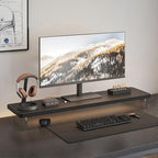 Computer Monitor Stands, Wood & Acrylic Computer Monitor Stand, Desk Monitor Stand Underneath Storage For Office, Home, School Supplies, 31.5" L (Black) - Image 2