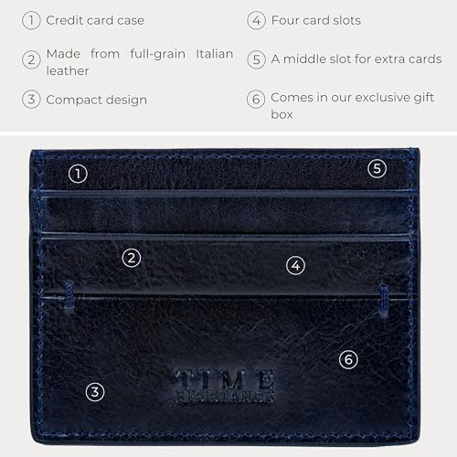 Time Resistance Credit Card Case - Leather Business Card Holder - Italian Handmade Card Organizer - Image 6