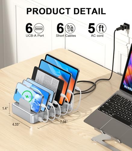 6 Port Charging Station for Multiple Devices, Multi Phone Charging Station - Image 6