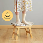 Foot Stool Ottoman Foot Rest Under Desk,Small Stool for Living Room, Bedroom and Kitchen (Natural Legs - Stripes Stool Surface) - Image 7