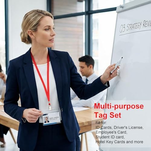 Marspark 4"x3" Name Badge Holder with Lanyard Bulk, Red, 200 Sets - Image 6