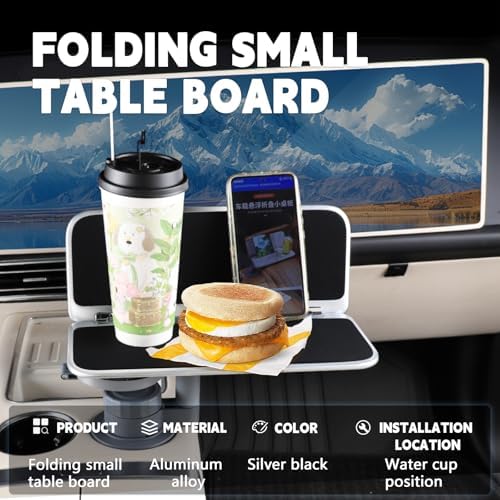 360° Rotating Folding Cup Holder Table, Steering Wheel Tray, Car & Laptop Desk - Car Accessories for Women & Men, Fit Tesla Model Y/3/S/Explorer/Maverick - Image 5