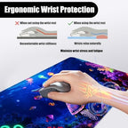 Mouse Pad,Large Desk Mat Set, 4in1 XL Mousepad + Keyboard Wrist Rest+Mouse Wrist Rest+Coaster with Ergonomic Desk Pad for Home Office Table Computer Cover -Neon Sea Turtles - Image 5