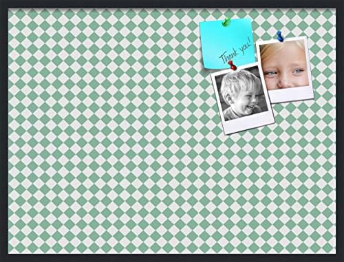 PinPix 40x30 inch Cork Bulletin Board. This Decorative Framed Pin Board Comes with Diamond Pattern in Green and White Design and Satin Black. Ideal for Home, Office Decor or School (PinPix-330) by PinPixBulletinBoards
