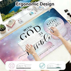 Desk Mat Set + Keyboard and Mouse Pad with Wrist Rest Support,4-in-1 Large Mousepad Computer Mats for Desktop Home & Office-with God - Image 3