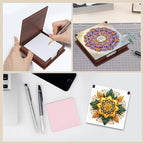 4pcs Mandala Flowers Diamond Art Painting Note Box for Adults, Wooden DIY Sticky Notes Holder Kit with 640 Blank Notepads, Multi-Purpose Desk Organizer for Home Office, Study Thoughtful Gift - Image 2