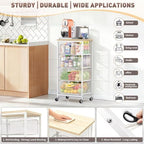 SUNALLY Kitchen Storage Cart with Drawers,Metal Snack Cart Organizer,White - Image 3