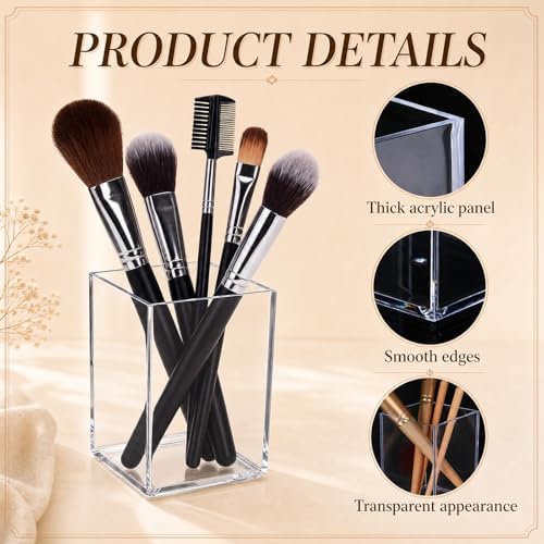 50 Pack Clear Acrylic Pen Holder Bulk Square Pencil Cups Makeup Brush Holder for Desk Pen Cup Holders Desktop Stationery Organizer for Classroom Teacher Supplies School Office Home - Image 4