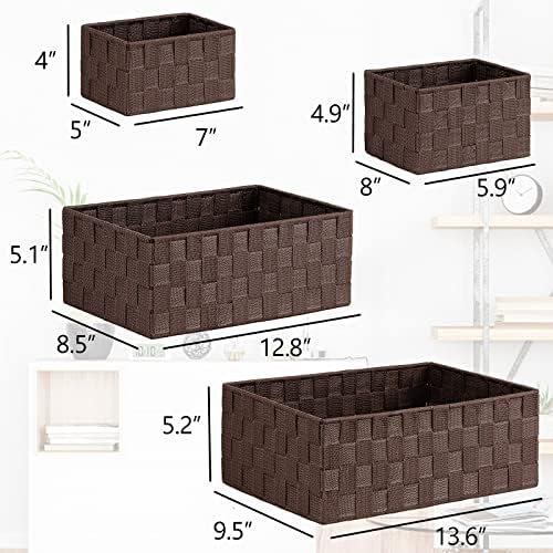 Posprica Woven Storage Baskets for Organizing 6 Pack, Large&Small Storage Cube Bins Set for Bathroom, Storage Boxes Container for Drawer, Closet, Shelf, Dresser, Brown - Image 4