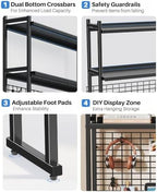 2-Tier Desktop Bookshelf, 38.6" Metal Desktop Organizer with Grid Panel - Image 5