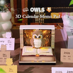 3D Calendar 2026 Paper Art Memo Pad,Tear-Away 3D Desk Time Piece Calendar DIY Note for Record, Bookmark, Gift & Office Decor (Owl) - Image 2