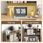 Desktop Bookshelf, 3-Tier Wood Countertop Bookcase with 5 Shelves, Desk Hutch for College Dorm, Multipurpose Desk Organizer Shelf Display Rack for Home Office, Hutch Top Only - Image 4
