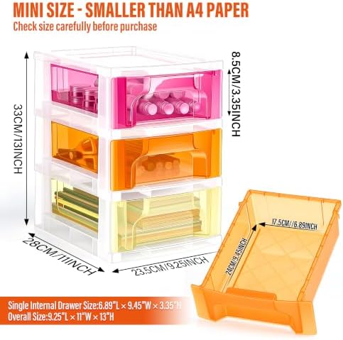 Stackable Desktop Organizer with 3 Drawers for Scrapbooking Storage - Image 2