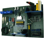 Wall Control Pegboard Organizer 4 ft. Metal Pegboard Standard Tool Storage Kit with Green Toolboard and Blue Accessories by Wall+Control