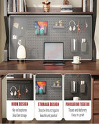 29.5 * 37.5 inch Double-Layer Desktop Storage Rack with DIY pegboard, Open Desktop Storage Rack, Multifunctional Office Supplies Storage Rack, Suitable for Home, Office, and Dormitory, etc. - Image 7