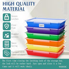 Tinlade 12 Pcs Classroom Paper Storage Bins with Lids, Rainbow, 13x10in - Image 3