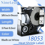 NineLeaf 8 Pack Compatible Labels Tape Replacement for Dymo 18053 3/8 inch Black on White Heat Shrink Tube Labels 9mm x 1.5m for Wires and Cables Use in Rhino 4200 5200 5000 6000 3M Label Maker - Image 2
