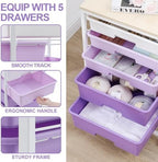SYKIARIOL Utility Cart with 5 Drawers with Wooden Top,Purple - Image 4
