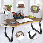 Zapuno Foldable Laptop Bed Table Multi-Function Lap Bed Tray Table with Storage Drawer and Water Bottle Holder, Serving Tray Dining Table with Slot for Eating, Working on Bed/Couch/Sofa - Image 3