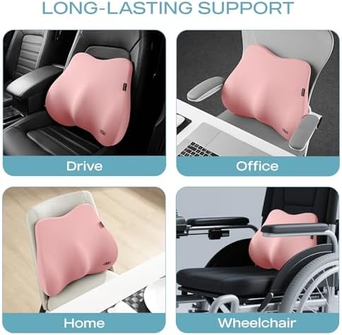 Skechers Lumbar Pillow Premium Gel & Memory Foam, Lumbar Support Pillow for Office,Chair Lower Back Pain Relief Lumbar Pillow,Ergonomic Back Support Pillow for Office Chair,Car,Home,Travel,Pink - Image 6