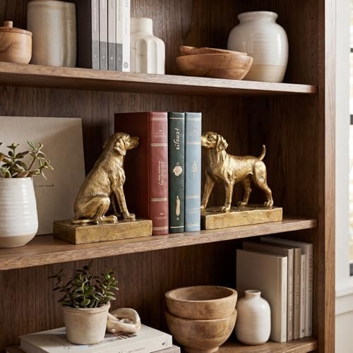 Decorative Bookends for Shelves, Labrador Dog Book Ends for Heavy Books, Lab Dog Statues Bookends for Heavy Books with Anti-Slip Base Book Holders for Home Office Decor (Gold) - Image 6