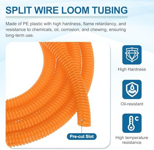 MECCANIXITY 1/2" 50ft Split Wire Loom Tubing w/Installation Tool Orange - Image 3