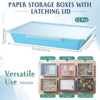 Tinlade 12 Pcs Classroom Paper Storage Bins with Lids, Morandi, 13x10in - Image 2