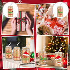 SiliFine 6 Pcs Christmas Glass Cups with Lid and Glass Straw 16 oz Holiday Iced Coffee Cup Xmas Can Shaped Beer Water Glasses Tumbler Christmas Appreciation Gifts for Xmas Party Favors - Image 6