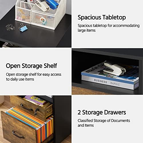 Yaheetech 2-Drawer File Cabinet with Lock, Under Desk Storage, Rustic Brown - Image 6