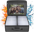 ENGPOW Photo Storage Box with 18 Inner 4" x 6" Photo Case(Clear), Fireproof Photo Organizer with Lock, Collapsible Portable Acid-Free Photo Keeper Craft Storage with Handles for Home, Office, travel by ENGPOW
