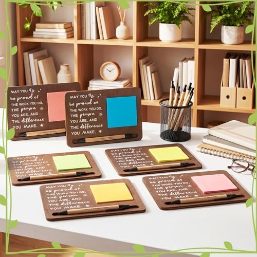 Kosiz 10 Set Wooden Sticky Note Holder Kit, Proud, Brown - Image 4