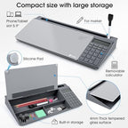 Varhomax Glass Desk Whiteboard Gray with Calculator - Image 6