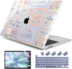 DONGKE Compatible with MacBook Pro 13 inch Case 2024 2023-2020 Release A2338 M2/M1 A2251 A2289 with Retina Display & Touch ID, Plastic Hard Shell & Keyboard Cover & Screen Film - Italy Stamp by DONGKE