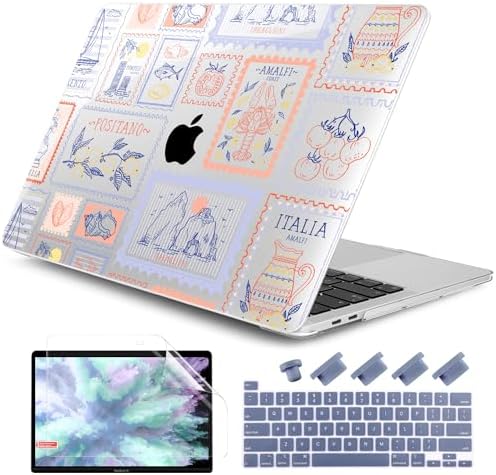 DONGKE Compatible with MacBook Pro 13 inch Case 2024 2023-2020 Release A2338 M2/M1 A2251 A2289 with Retina Display & Touch ID, Plastic Hard Shell & Keyboard Cover & Screen Film - Italy Stamp by DONGKE