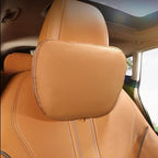 Genuine Leather Car Neck Pillow for headrest,Support Drive Seats Head Cushion,Real Cow Leather,Plant-Based Polyester,Thickness & Height Adjustable,Inner Liner fillable(Orange Brown,1p) by -----------------