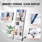 VEVOR Brochure Display Rack, 6-Tier Magazine Literature Display Stand, Floor Standing Magazine Rack Newspaper Catalog Holders, Movable with 4 Wheels (2 Lockable) for Shop Exhibitions Office, 6 Pockets - Image 4